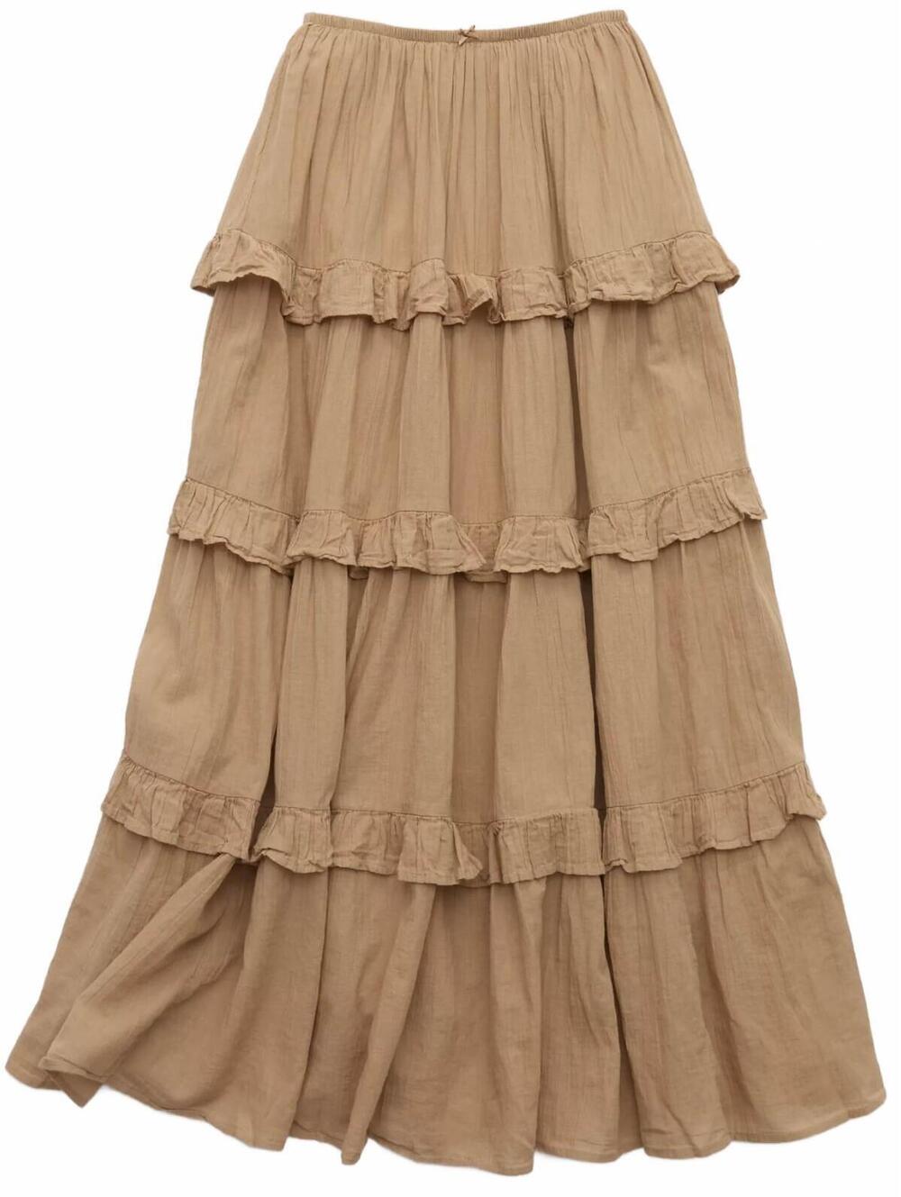 AE Ready To Ruffle Tiered Midaxi Skirt American Eagle NWT Toasted Almond XS